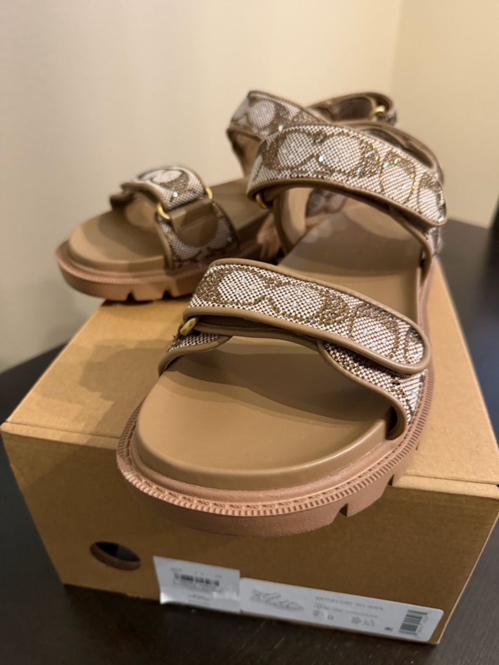 Coach Tan Brynn Cry Sig Sandal size 9